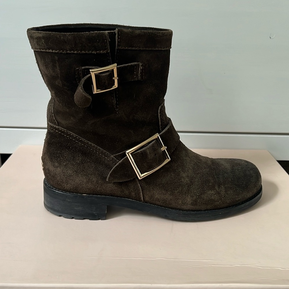 Jimmy Choo “Youth” boot in brown suede